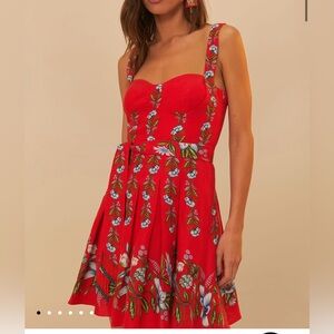 Farm Rio Red Sweet Bloom Bouquet Dress